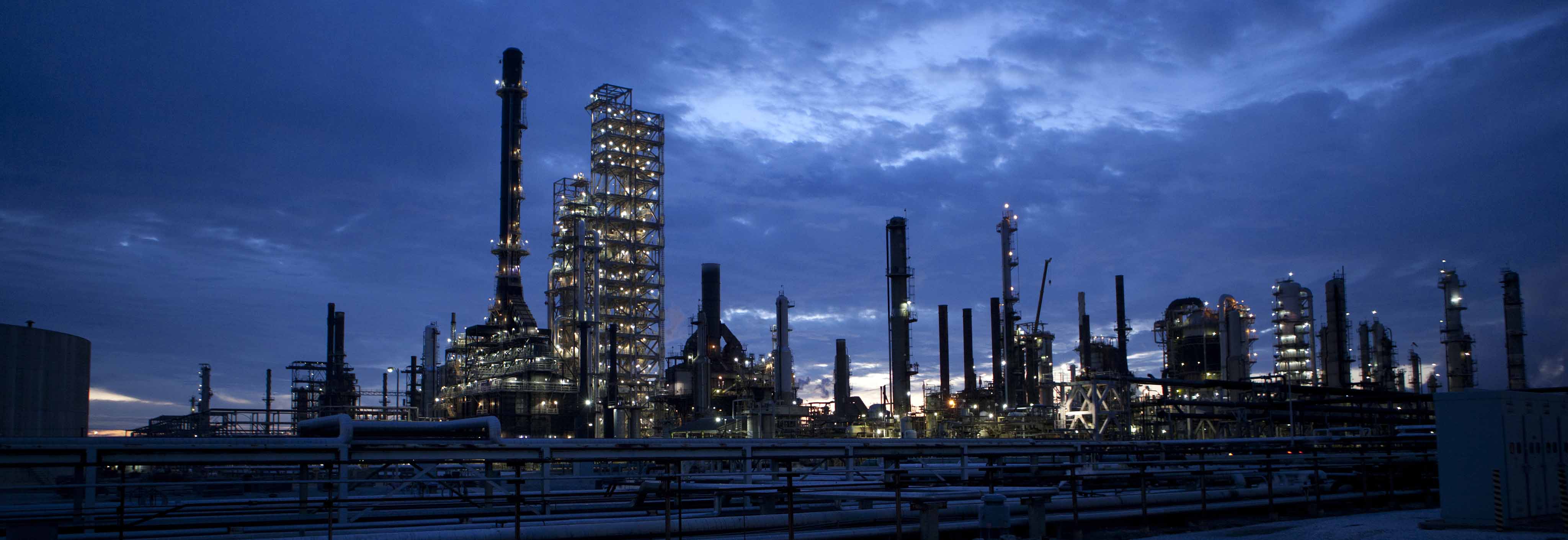 a scenic view of the Pascagoula Refinery at sunrise